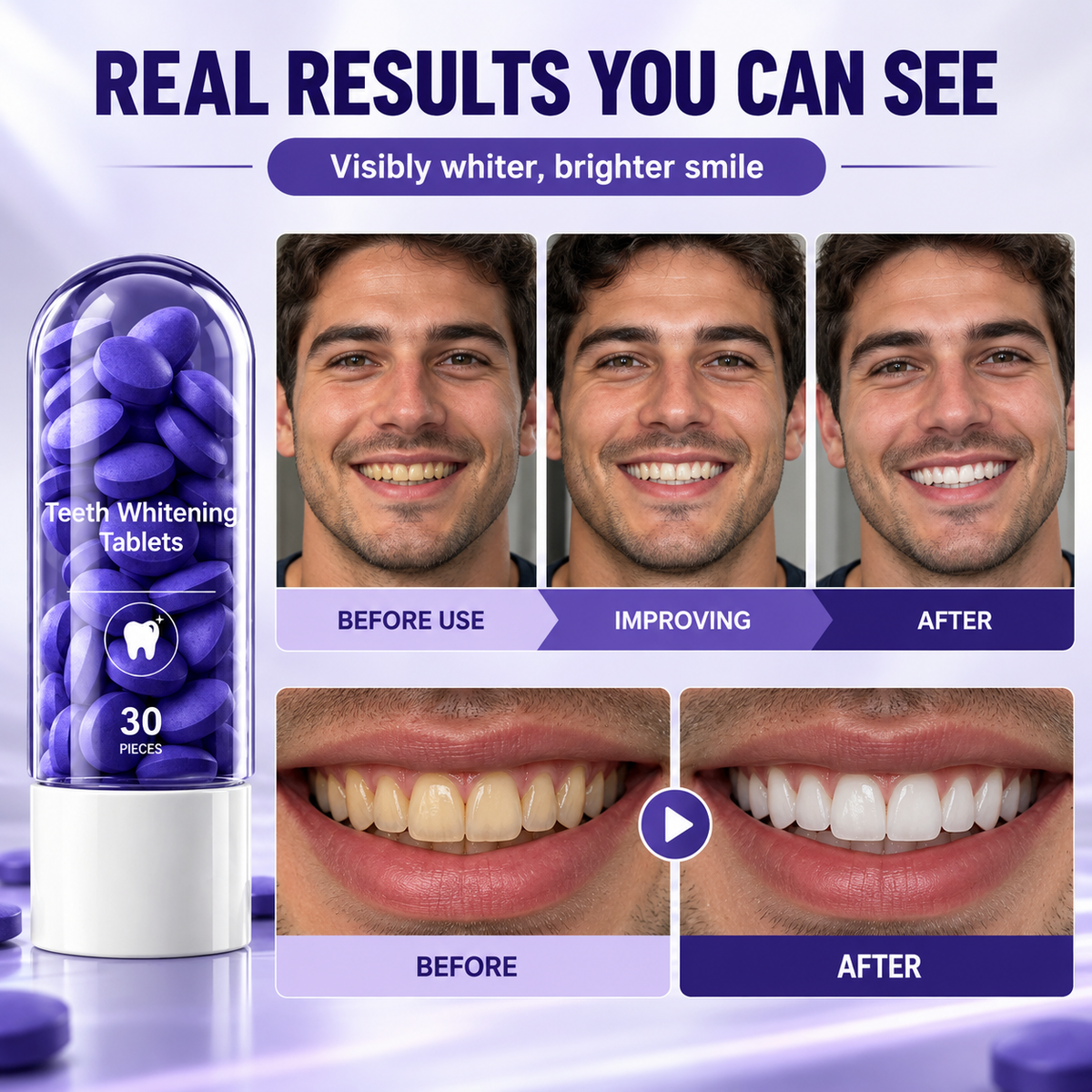 Purple Teeth Brightening Tablets